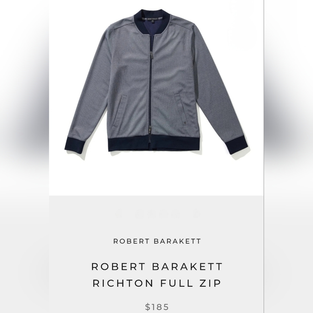 Robert Barakett Men's Richton Full Zip Jacket Sz Large. Grey Black